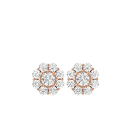 Floral Halo Lab-Grown Diamond Stud Earrings in 18K Gold