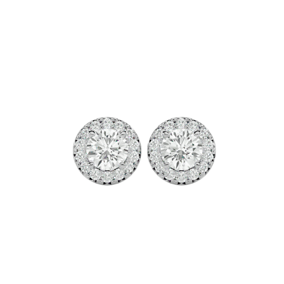 Double Halo Lab-Grown Diamond Round Stud Earrings - Image 3