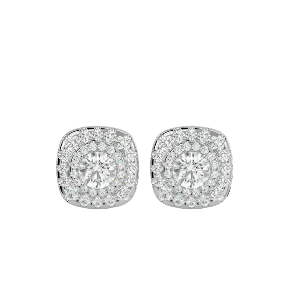 Triple Halo Lab-Grown Diamond Cushion Stud Earrings - Image 3
