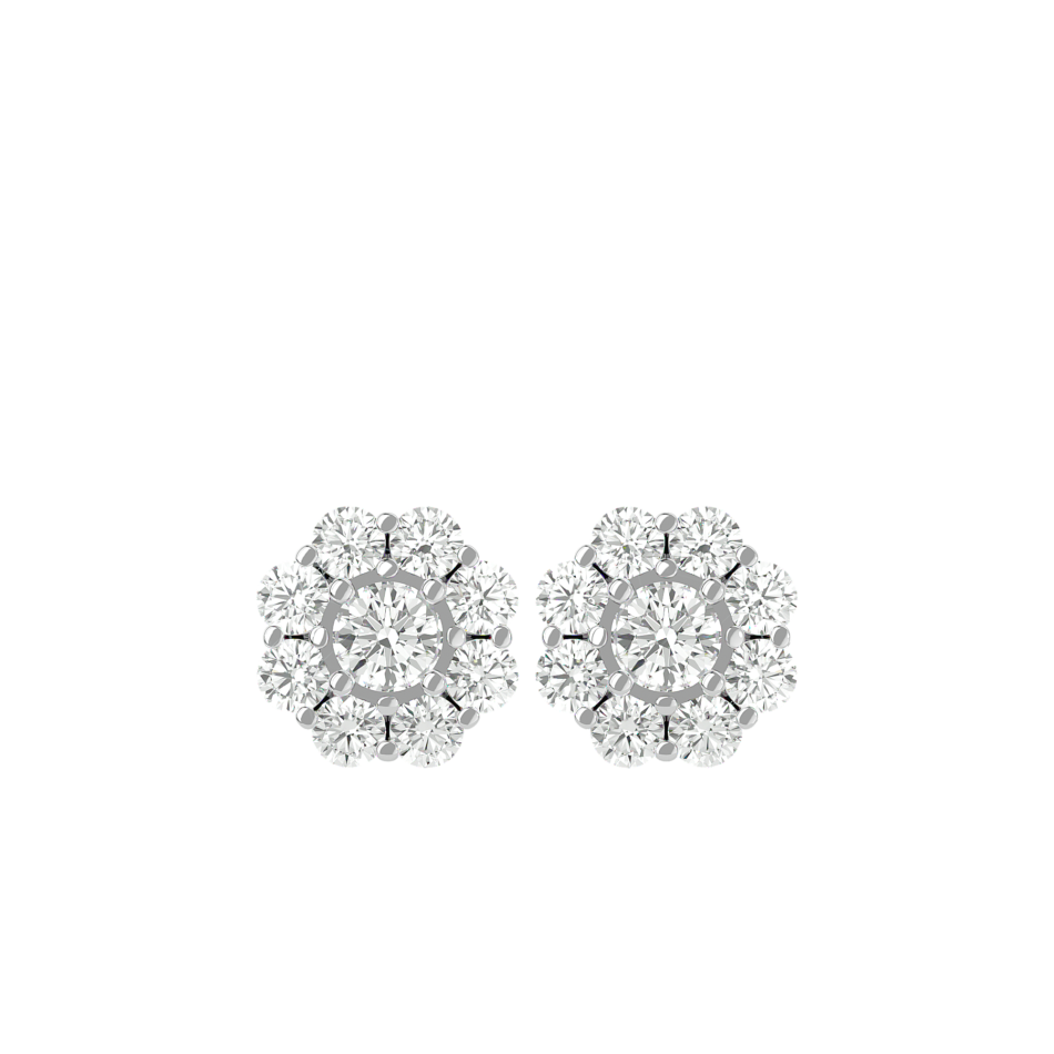 Floral Halo Lab-Grown Diamond Stud Earrings in 18K Gold - Image 3
