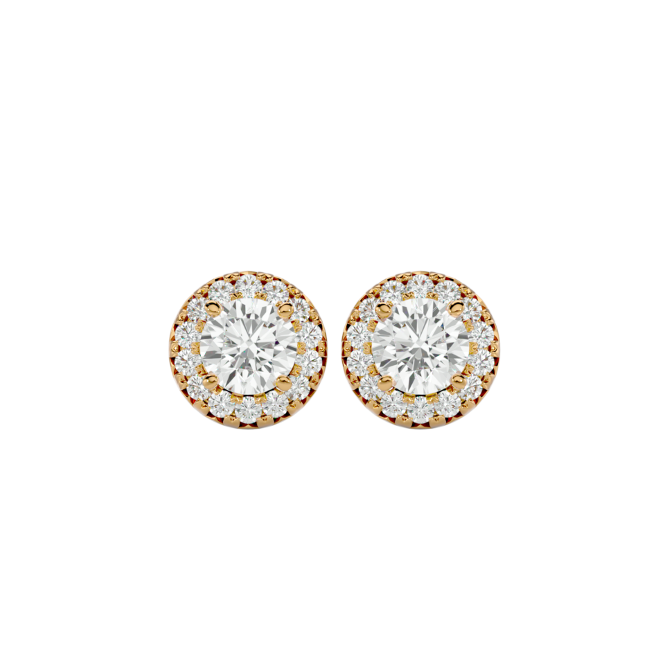 Double Halo Lab-Grown Diamond Round Stud Earrings - Image 4