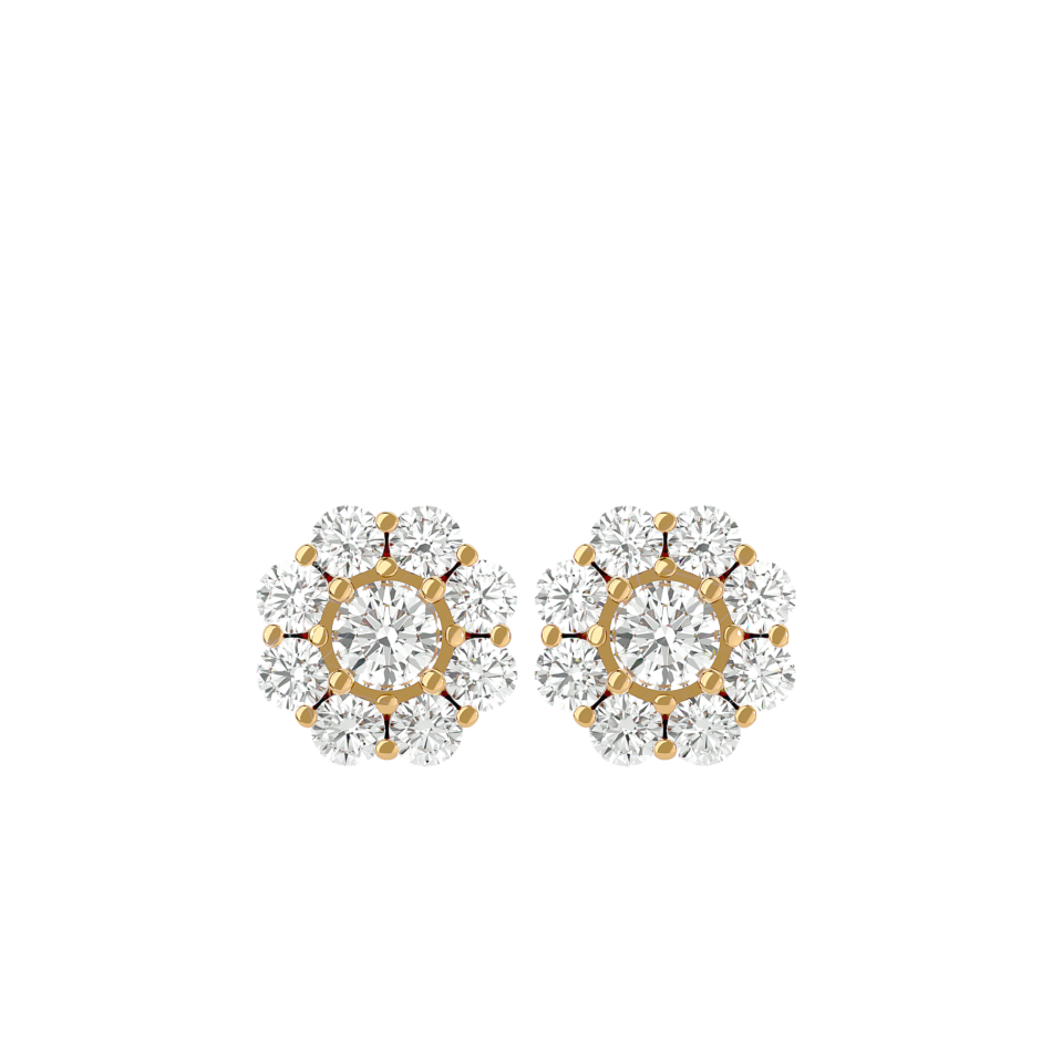 Floral Halo Lab-Grown Diamond Stud Earrings in 18K Gold - Image 4