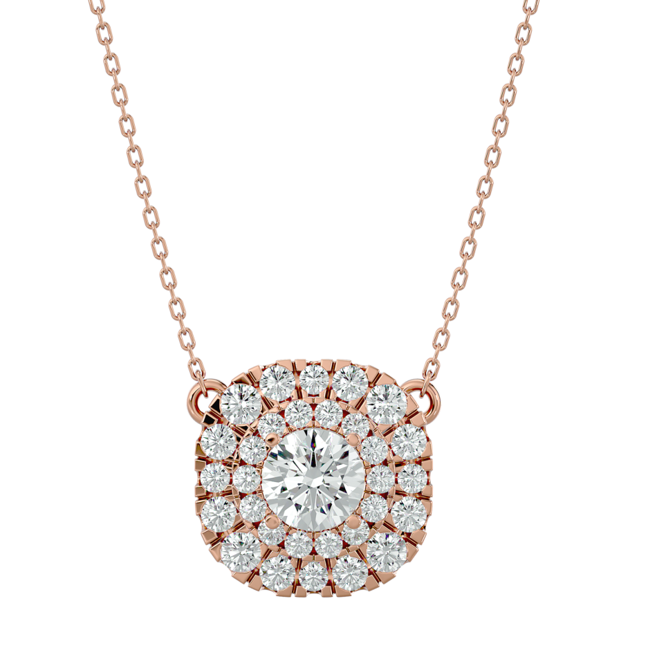 Double Halo Lab-Grown Diamond Pendant in 18K Gold - Image 4