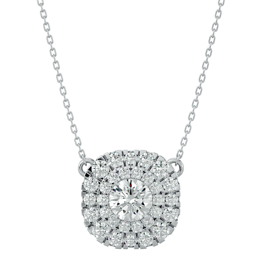 Double Halo Lab-Grown Diamond Pendant in 18K Gold - Image 3