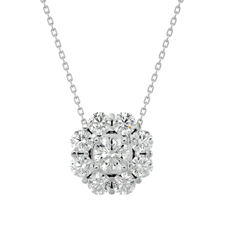 Floral Cluster Lab-Grown Diamond Pendant in 18K Gold - Image 3