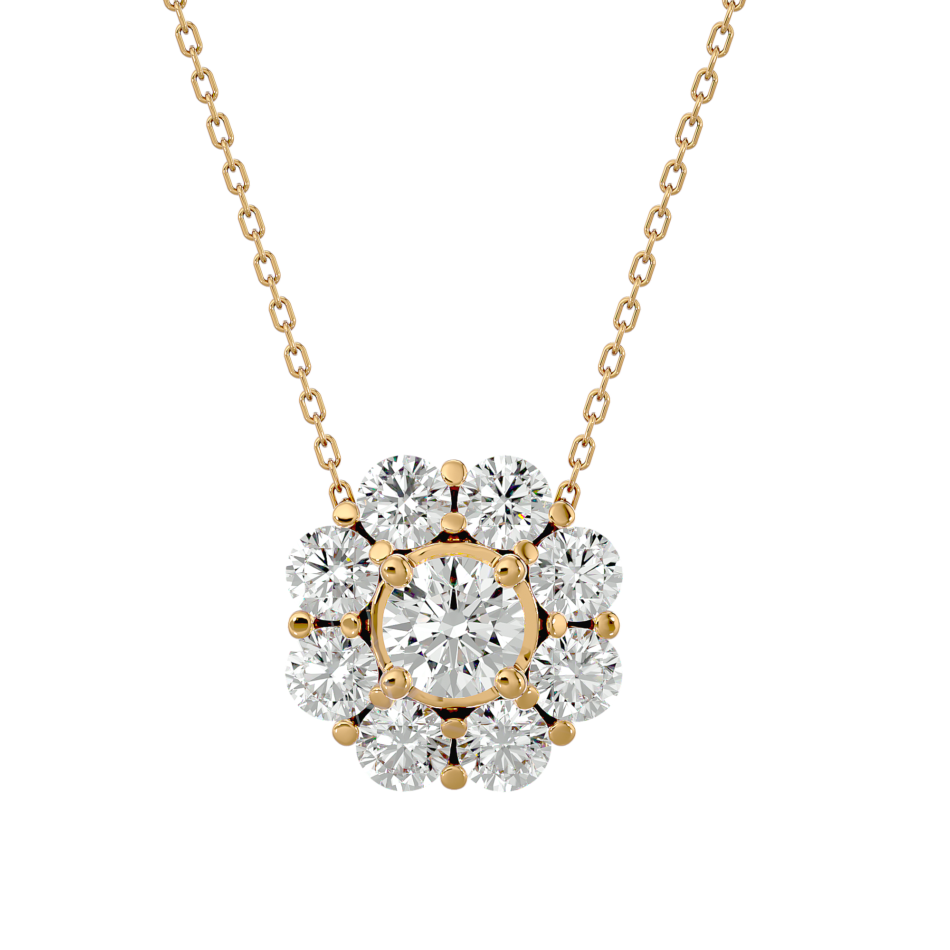 Floral Cluster Lab-Grown Diamond Pendant in 18K Gold - Image 4