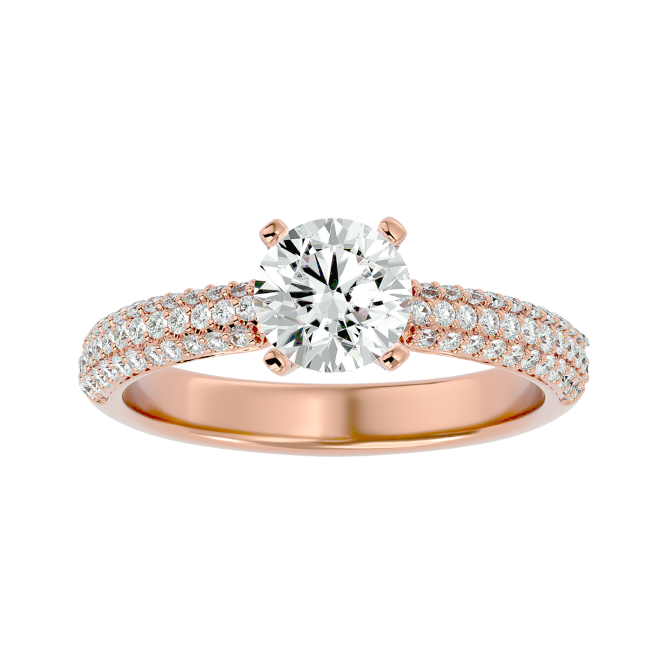 Pave-Set Lab-Grown Diamond Engagement Ring in 18K Gold - Image 4