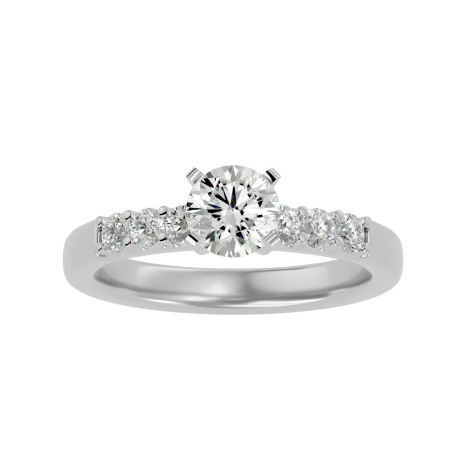Classic Lab-Grown Diamond Ring with Graduated Accent Stones - Image 3