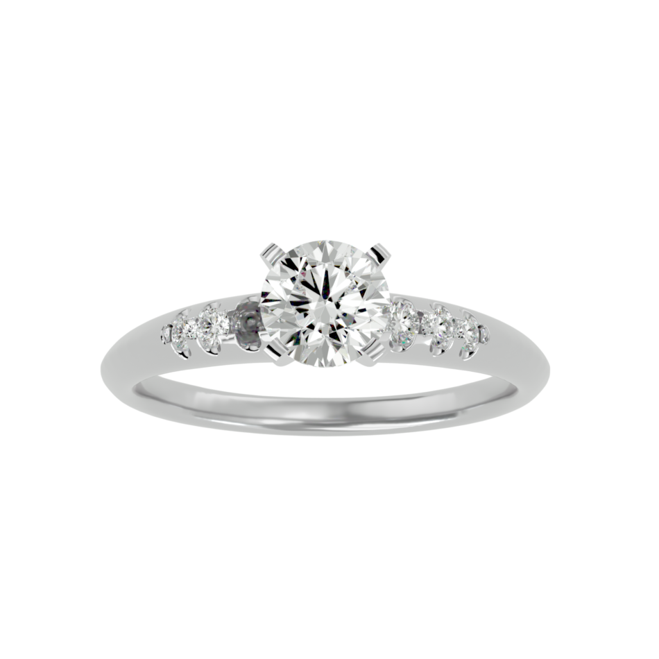 Classic Lab-Grown Diamond Solitaire Ring with Accent Stones - Image 3