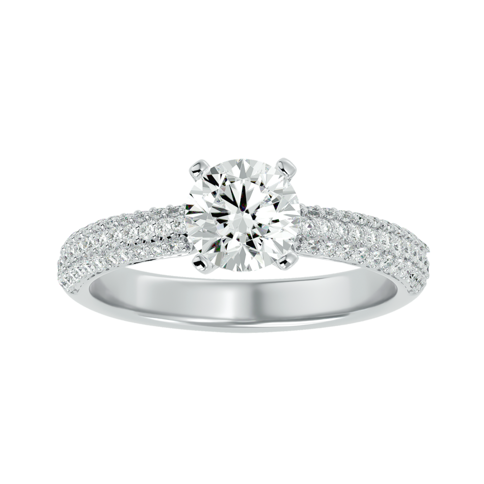 Pave-Set Lab-Grown Diamond Engagement Ring in 18K Gold - Image 3
