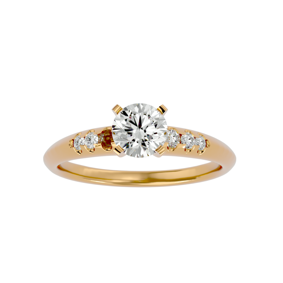 Classic Lab-Grown Diamond Solitaire Ring with Accent Stones - Image 4