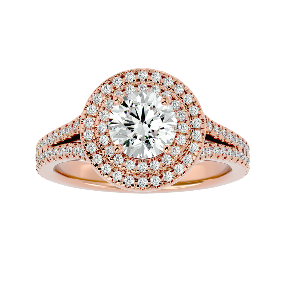 Double Halo Lab-Grown Diamond Ring in 18K Gold - Image 4