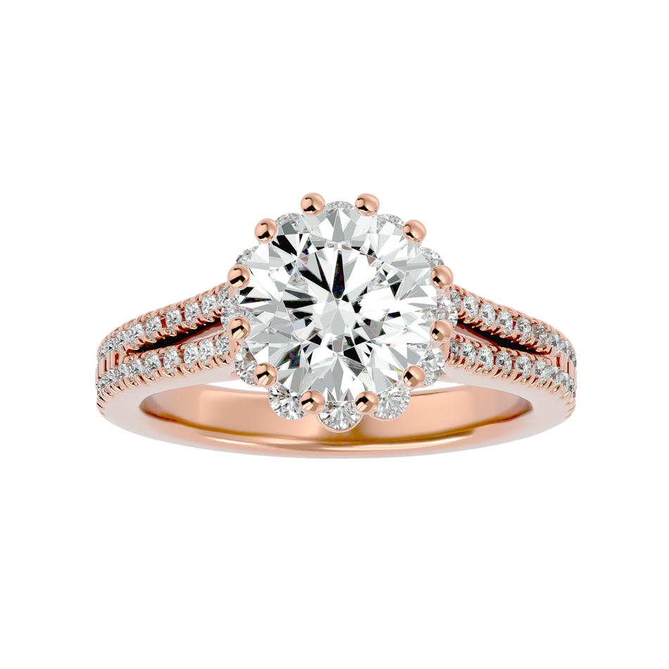 Halo Split Shank Lab-Grown Diamond Engagement Ring in 18K Gold - Image 4