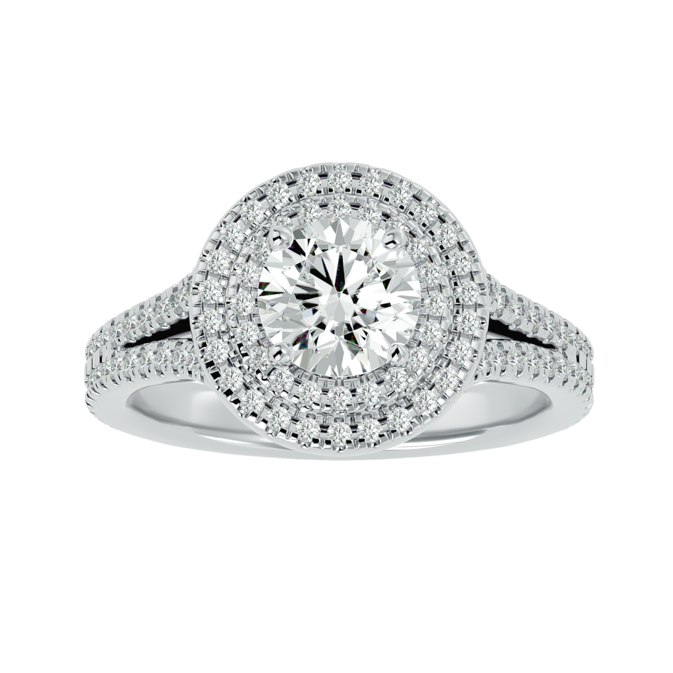 Double Halo Lab-Grown Diamond Ring in 18K Gold - Image 3