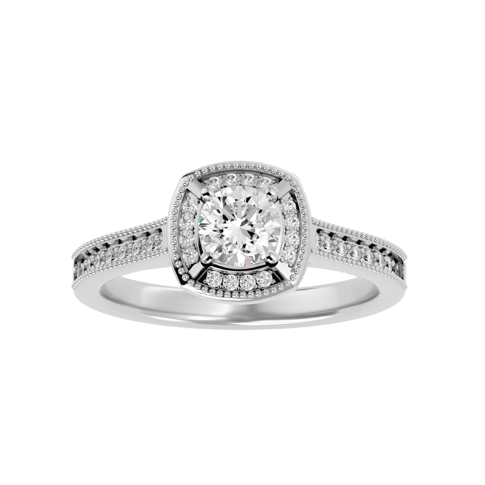 Lab-Grown Diamond Vintage Cushion Halo Ring - Image 3