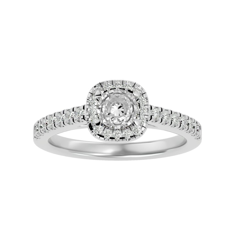 Lab-Grown Diamond Cushion Halo Engagement Ring - Image 3