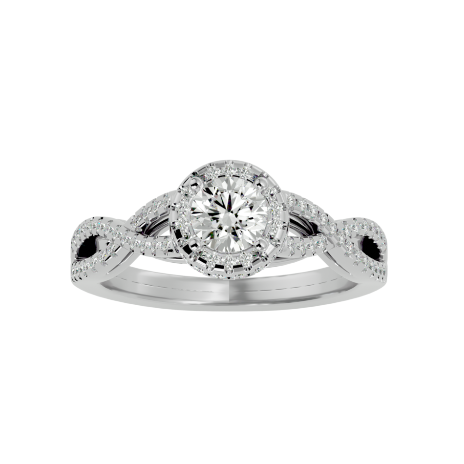 Lab-Grown Diamond Halo Twist Engagement Ring - Image 3