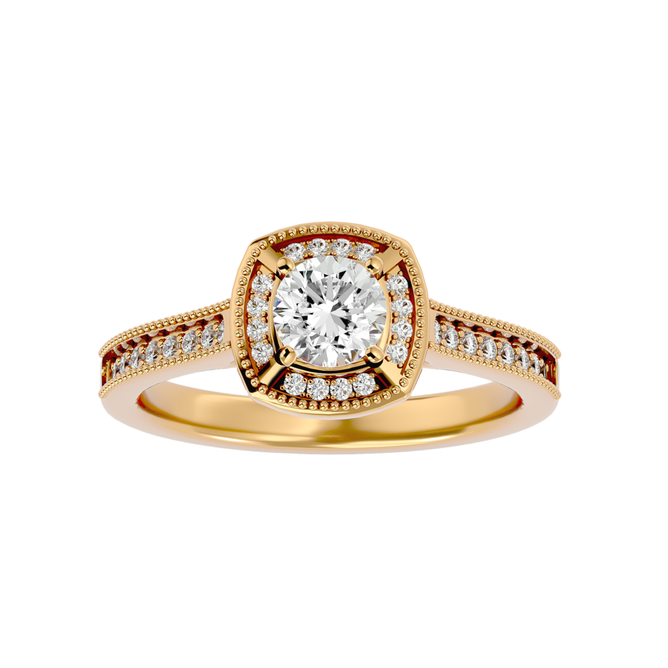 Lab-Grown Diamond Vintage Cushion Halo Ring - Image 4