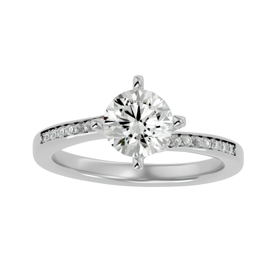 Elegant Round-Cut Diamond Channel-Set Engagement Ring - Image 3