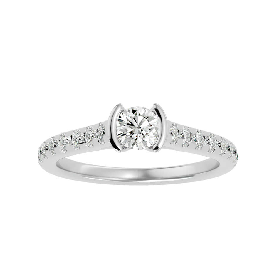 Elegant Lab-Grown Diamond Pavé Engagement Ring - Image 3