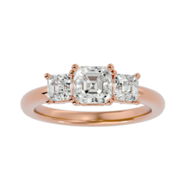 Asscher-Cut Three-Stone Lab-Grown Diamond Ring