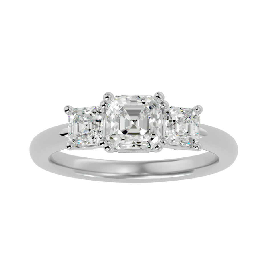 Asscher-Cut Three-Stone Lab-Grown Diamond Ring - Image 3