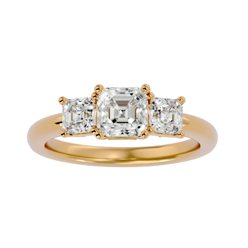 Asscher-Cut Three-Stone Lab-Grown Diamond Ring - Image 4