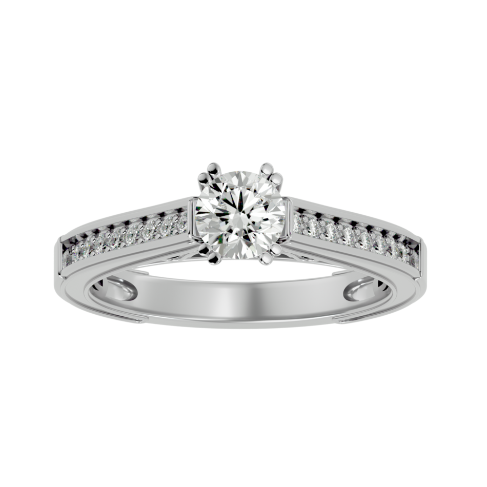 Channel-Set Lab-Grown Diamond Engagement Ring in 18K Gold - Image 3