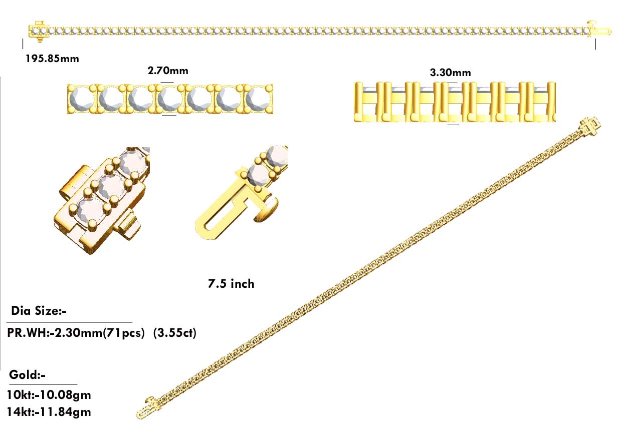 14KT Female Tennis 11.84 Bracelet