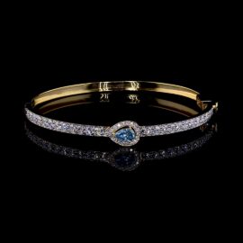 Pear-Cut Blue Lab-Grown Diamond Bangle in 18K Gold