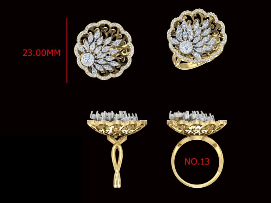 14KT Female Cocktail 7 Ring